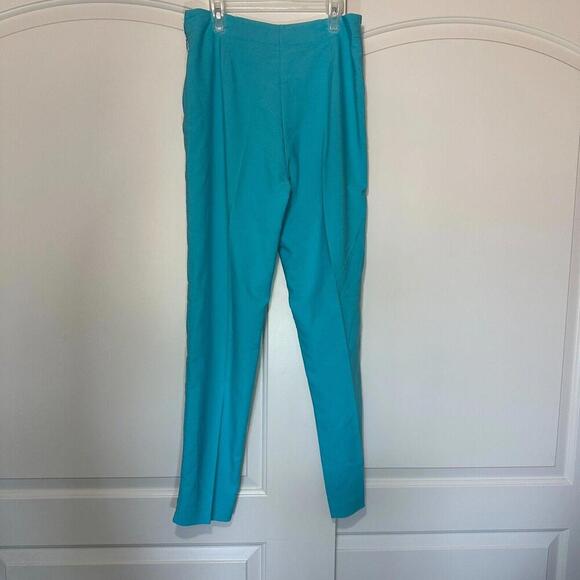Fibers By Barbara Lesser Vintage Seam Front Pants Blue Turquoise Size: 8 - Picture 2 of 4
